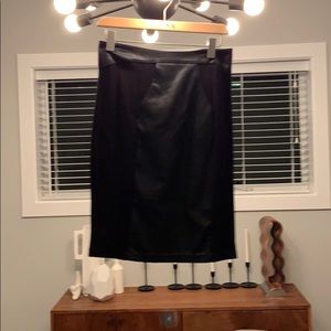 Black ponte and suede pencil skirt